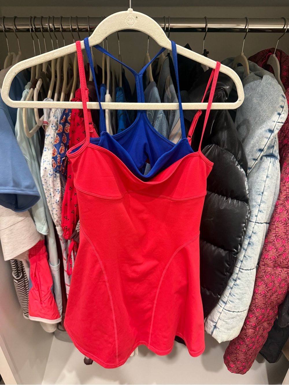FP Movement by Free People Red Layered Tank with Blue Inner